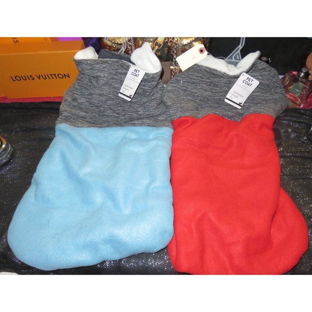 Pet Coat Dog sweaters set of 2 size Large 34-65 pounds fleece lined super soft o